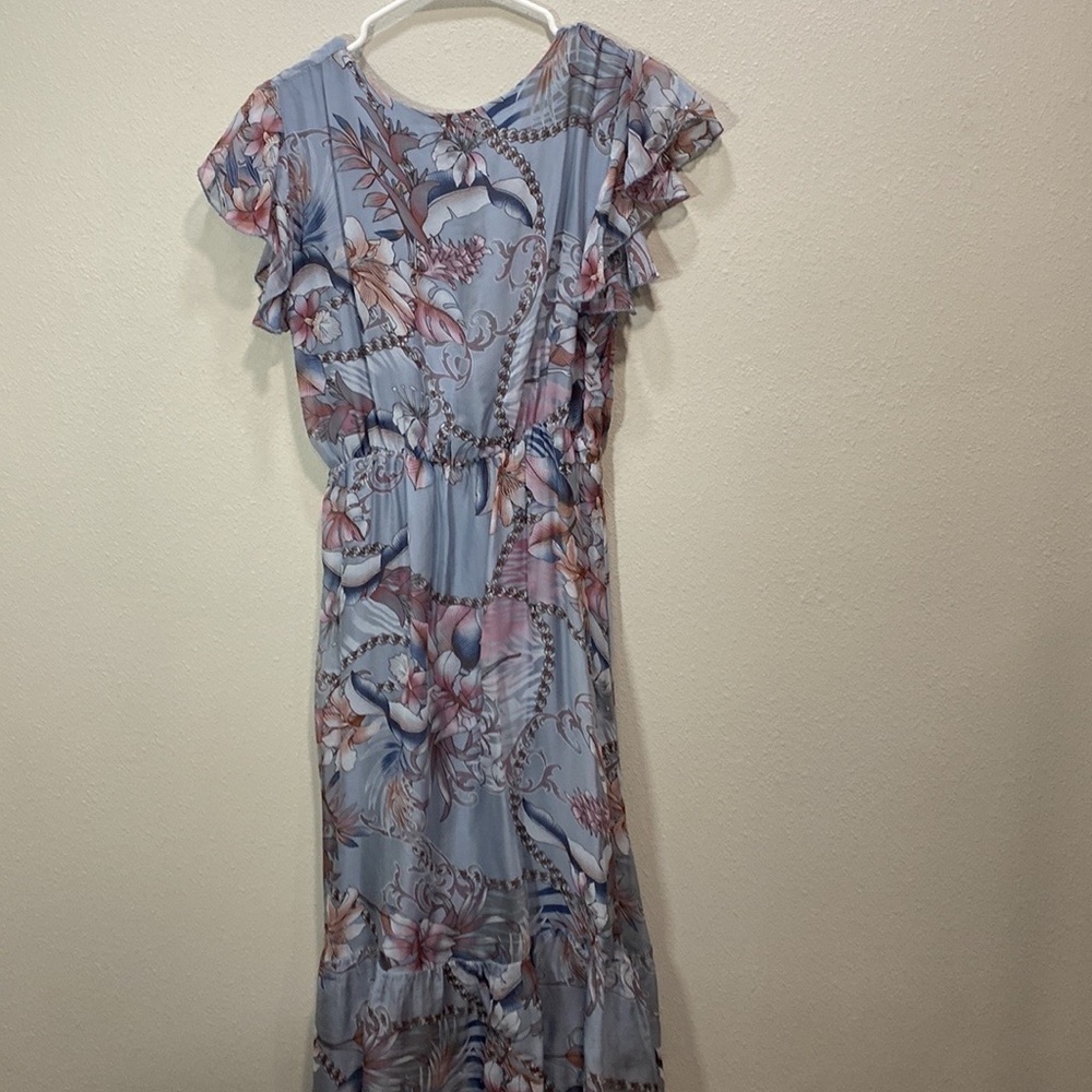 Elena‎ Baldi silk blend dress blue floral - Picture 6 of 11